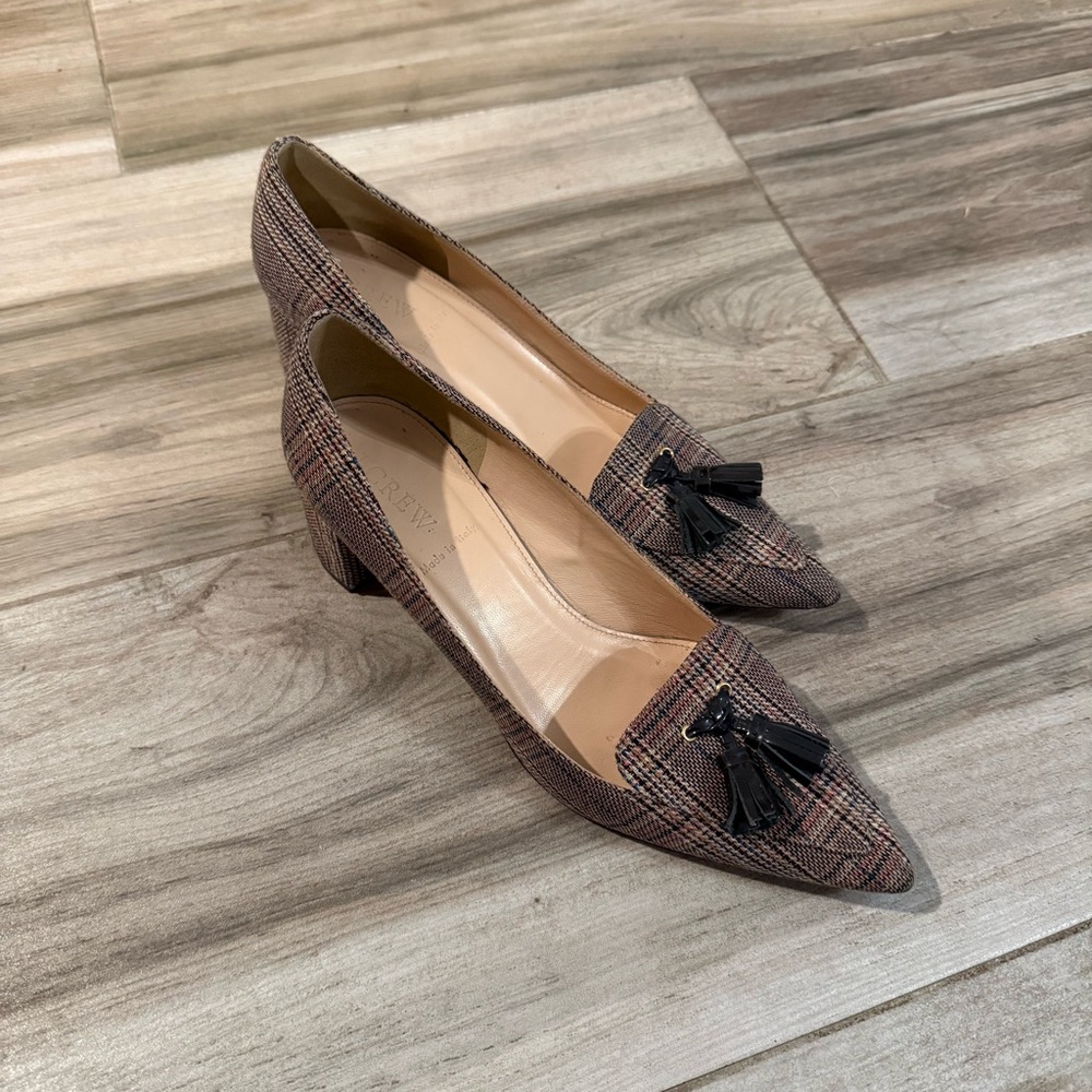 J.Crew Plaid Tassel Avery Heels ASO Kate Middleton